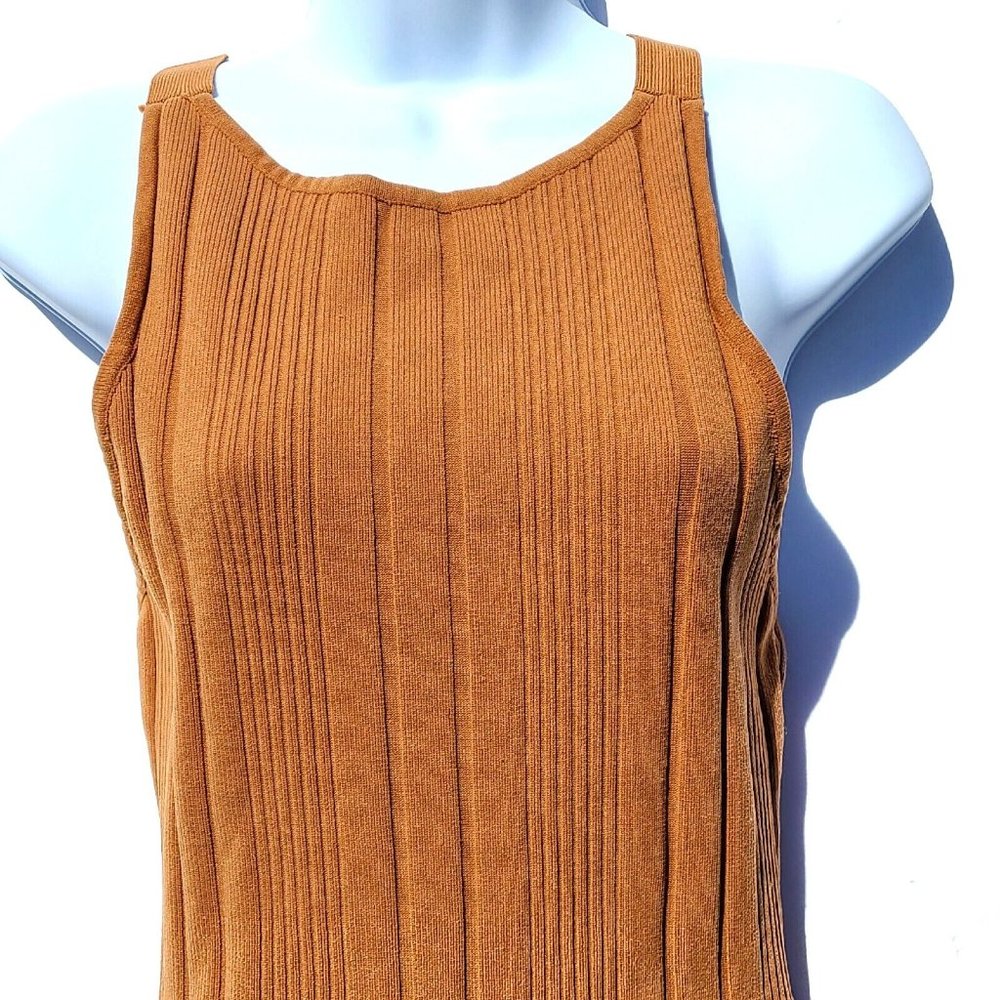 Womens Ribbed Knitted Mini Sweater Dress SZ L Camel Yellow Mini by Cotton:On